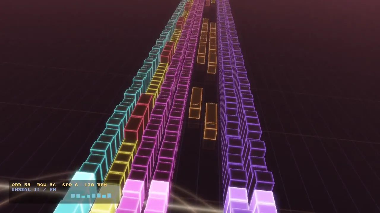 Frame from 1990s demoscene demo set to tracker music