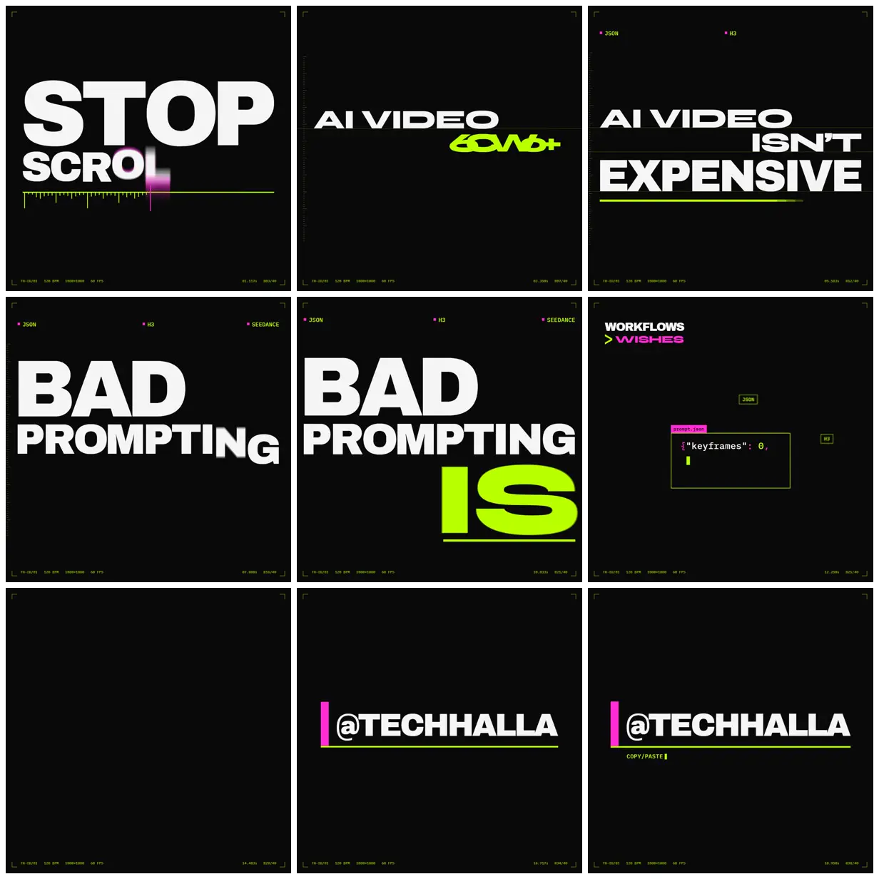 Nine frames from across Street-poster kinetic type identity bumper