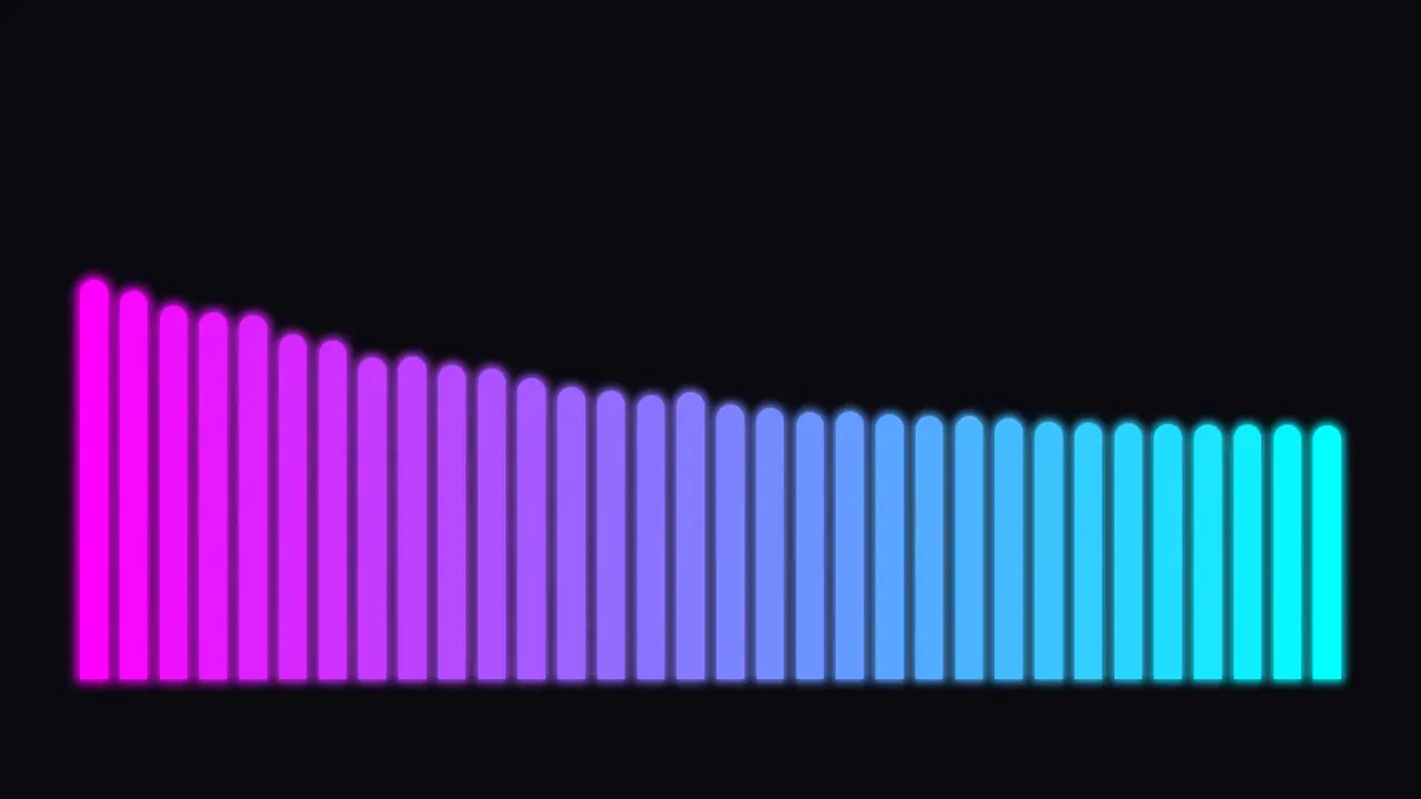 Frame from Magenta-to-cyan audio spectrum bars