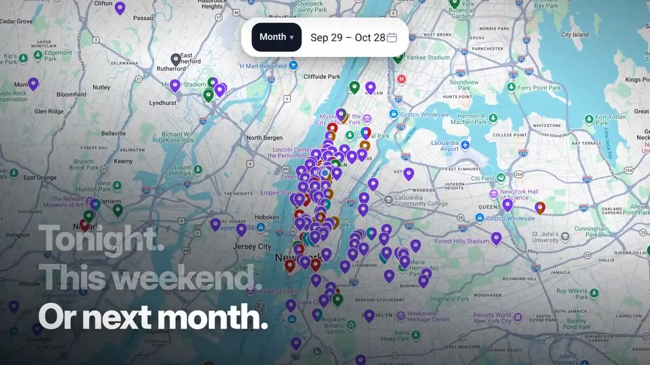 Frame from Narrated trailer for an events map app