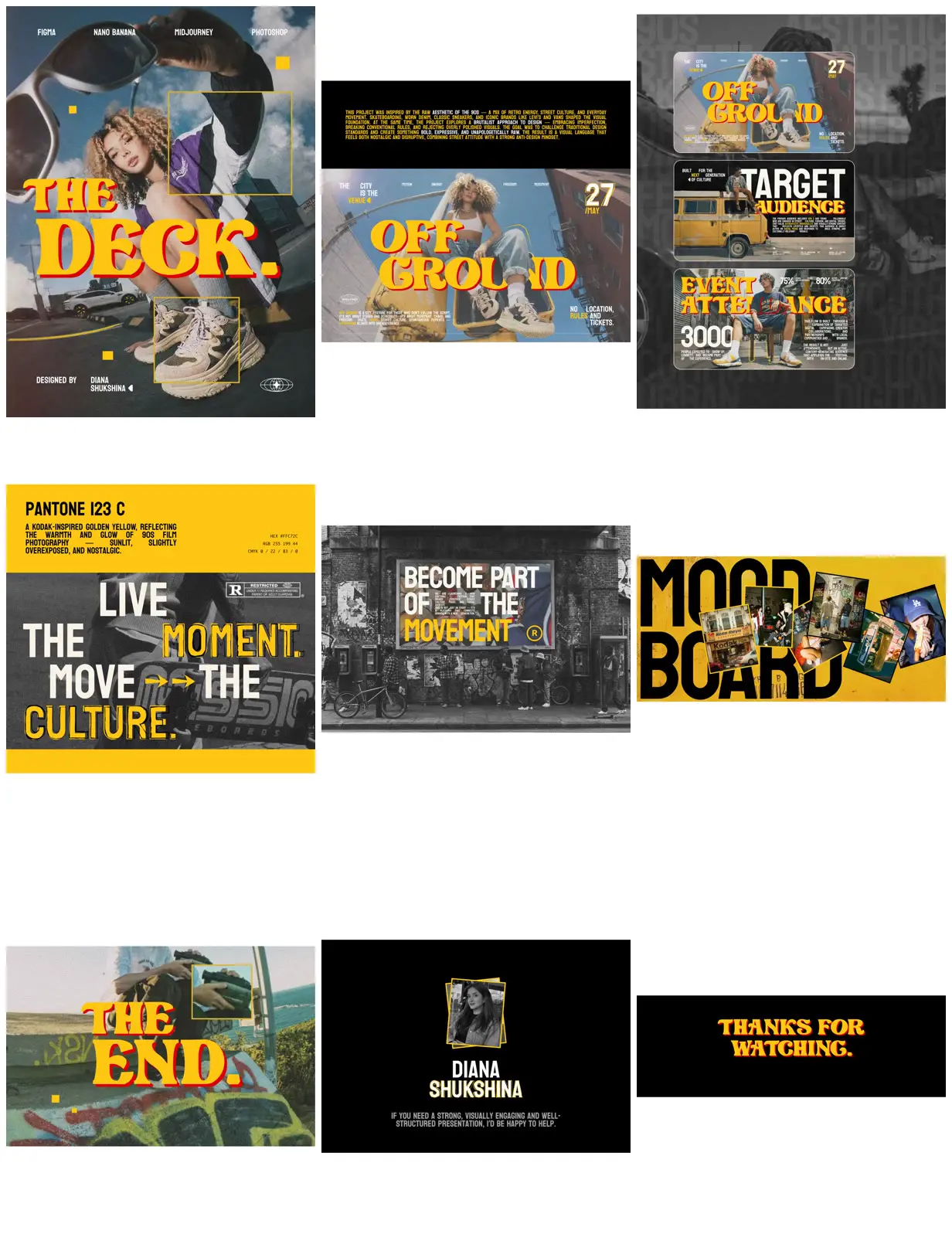 Nine frames from across Yellow street culture festival deck