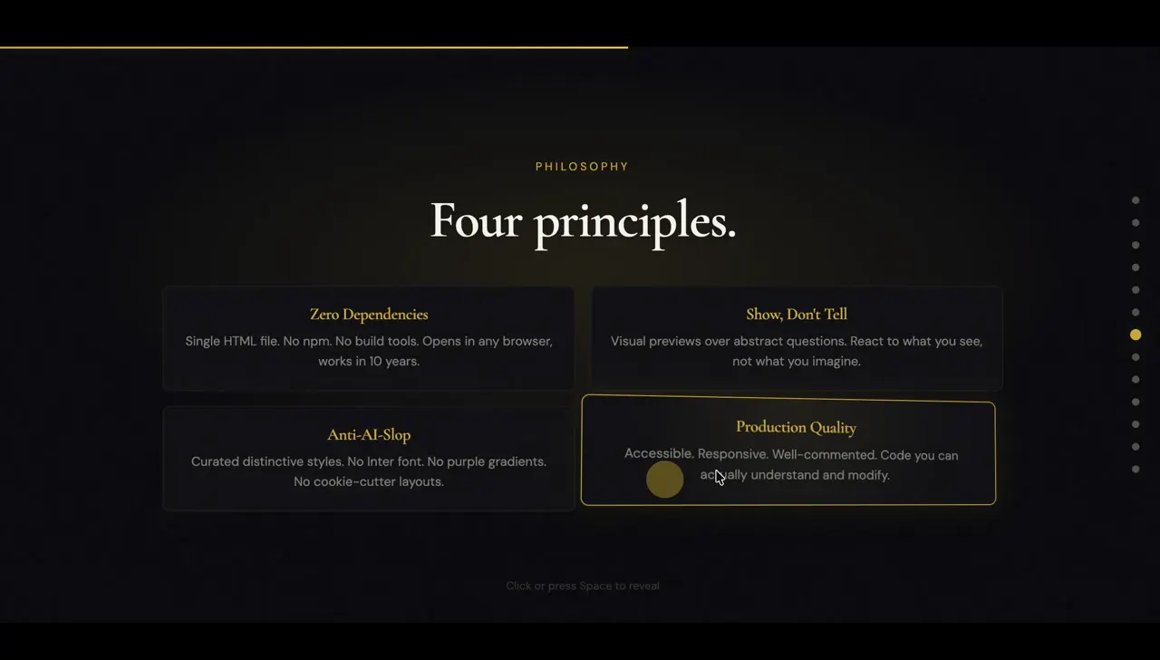 Frame from Animated web deck about its own skill