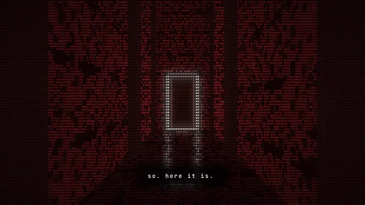 Frame from ASCII flight through Claude's inner mind