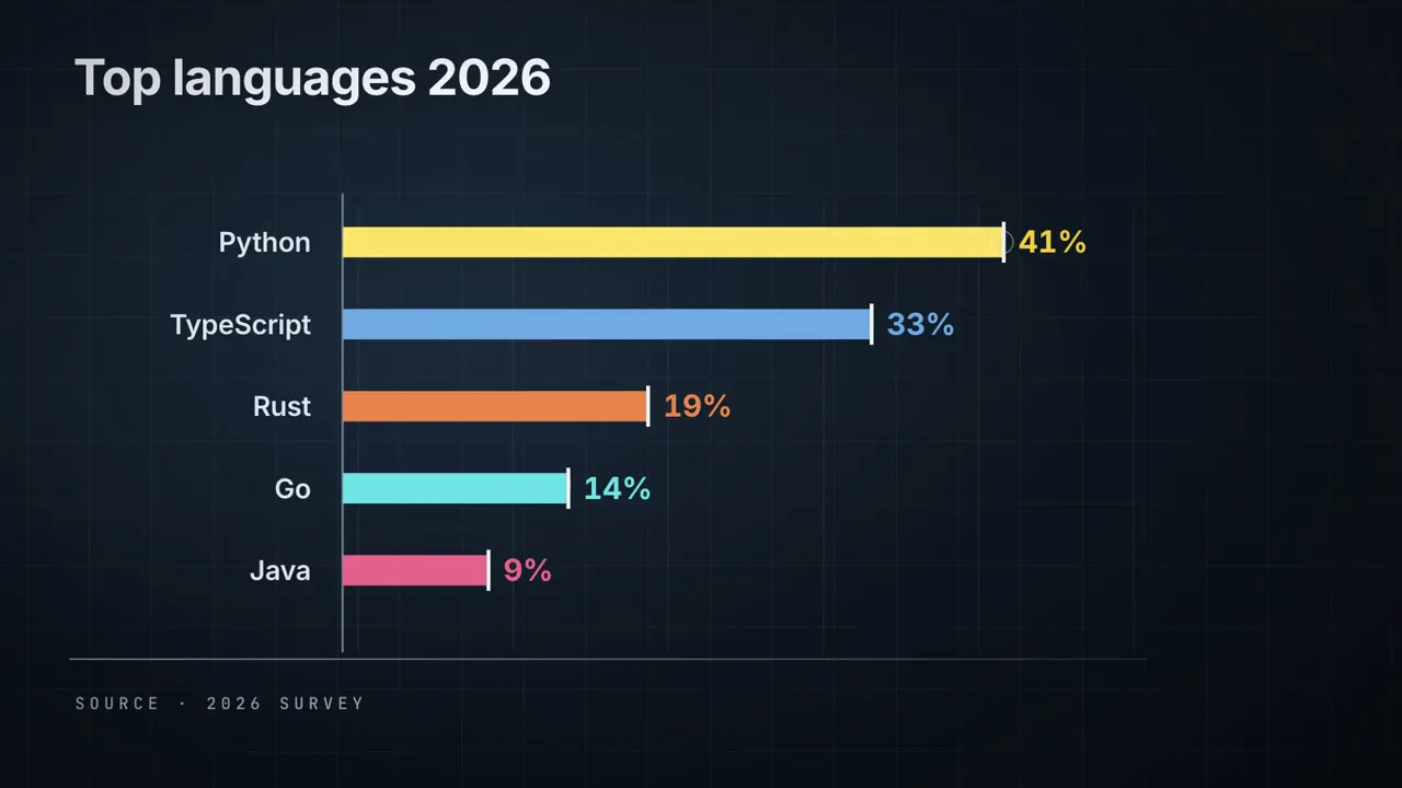 Frame from Bar chart race of top languages in 2026
