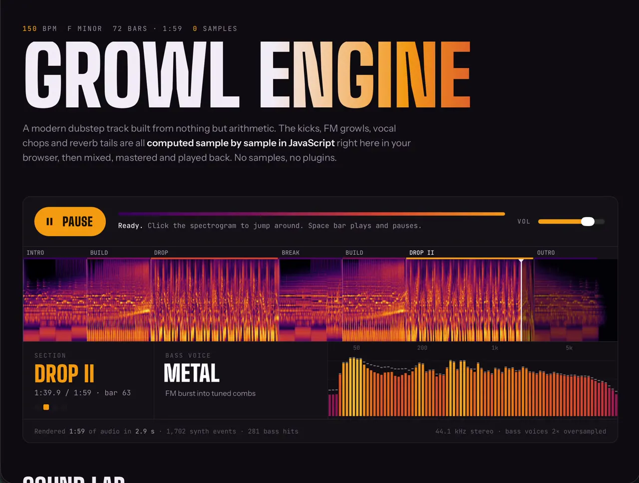 Frame from Bass music written in JavaScript