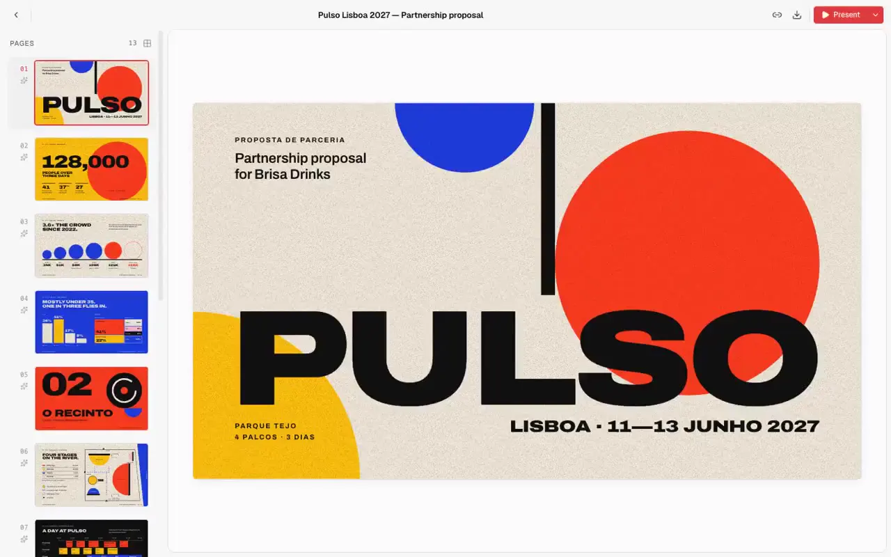 Frame from Pulso festival partnership deck