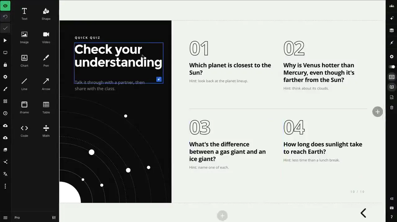 Frame from Monochrome solar system lesson
