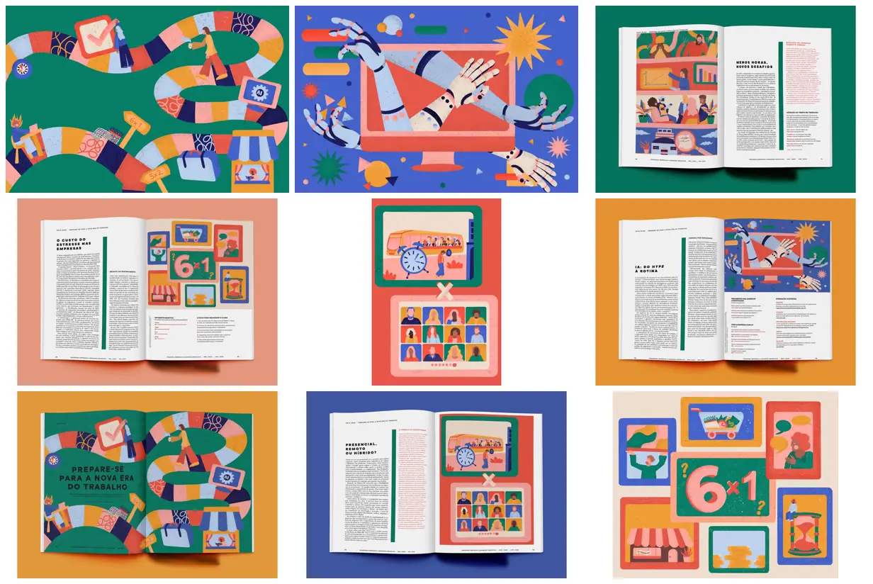 Nine frames from across Workplace stories as a board game