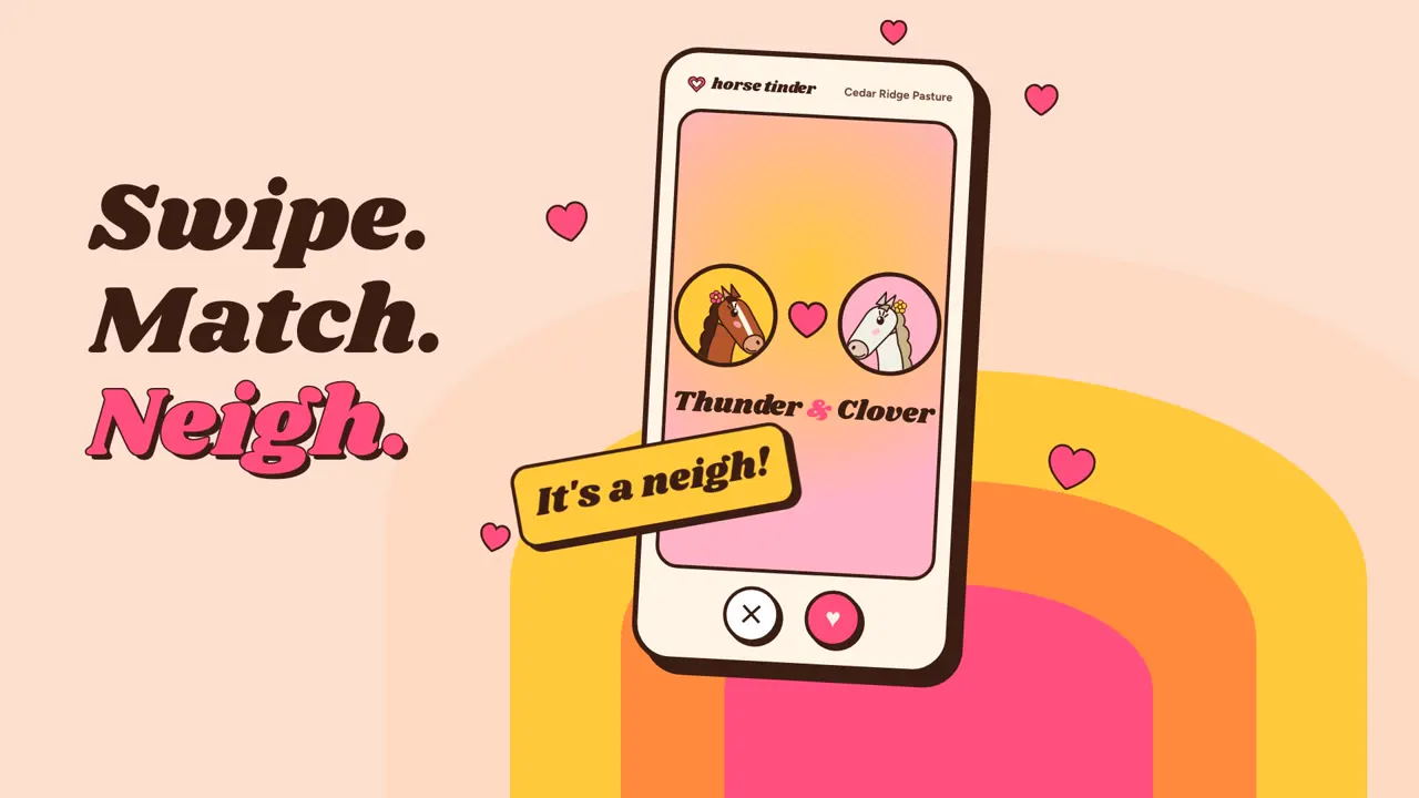 Frame from Launch video for a horse dating site