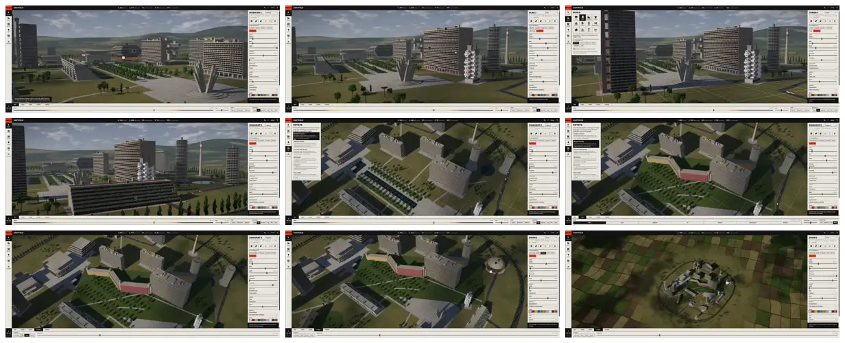 Nine frames from across Brutalist city builder in raw concrete