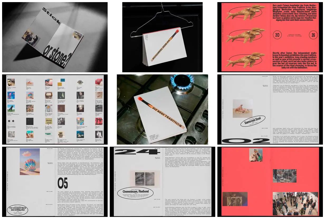 Nine frames from across Coral and gray exhibition booklet