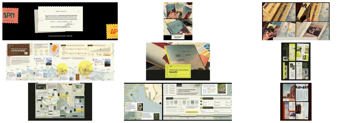 Nine frames from across Cartographic national park guides