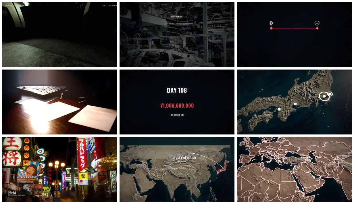 Nine frames from across The CEO who escaped Japan in a box