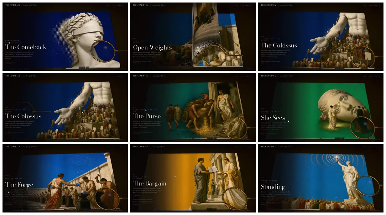 Nine frames from across A classical codex of technological change