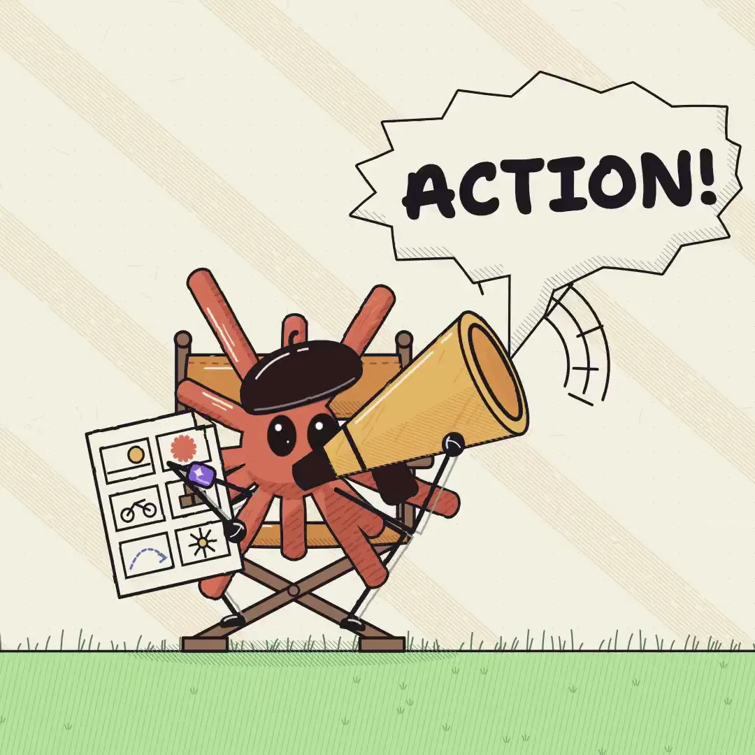 Frame from Claude icons shoot an action movie