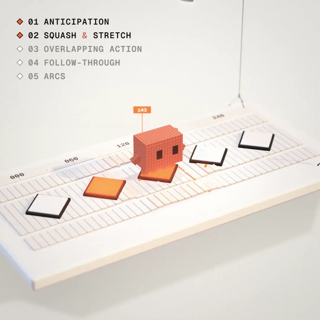Frame from Claude mascot loop on animation principles