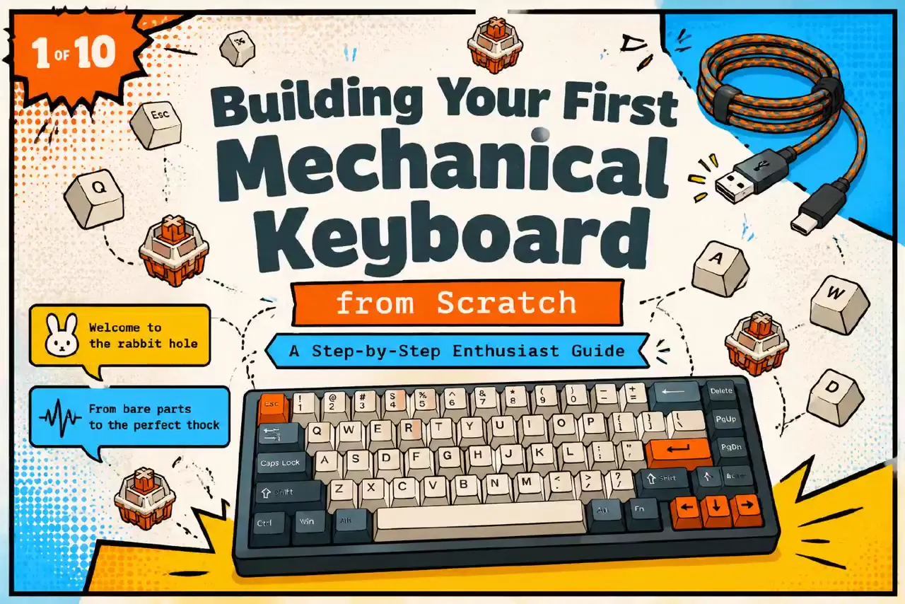 Frame from Comic-style keyboard building guide