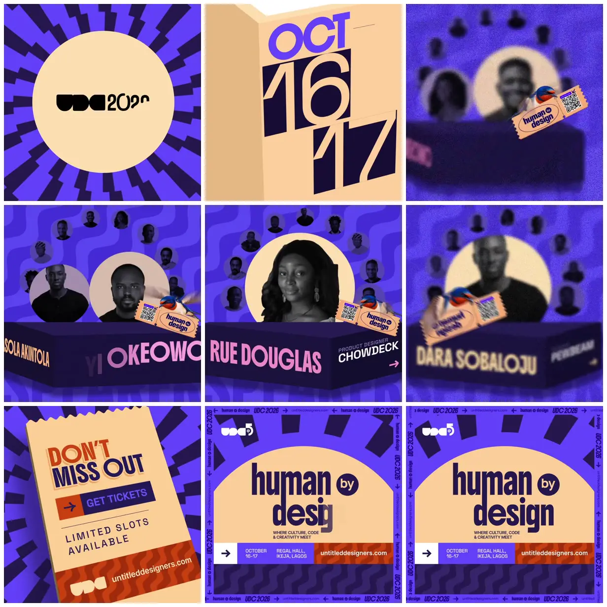 Nine frames from across Speaker carousel promo for UDC 2026