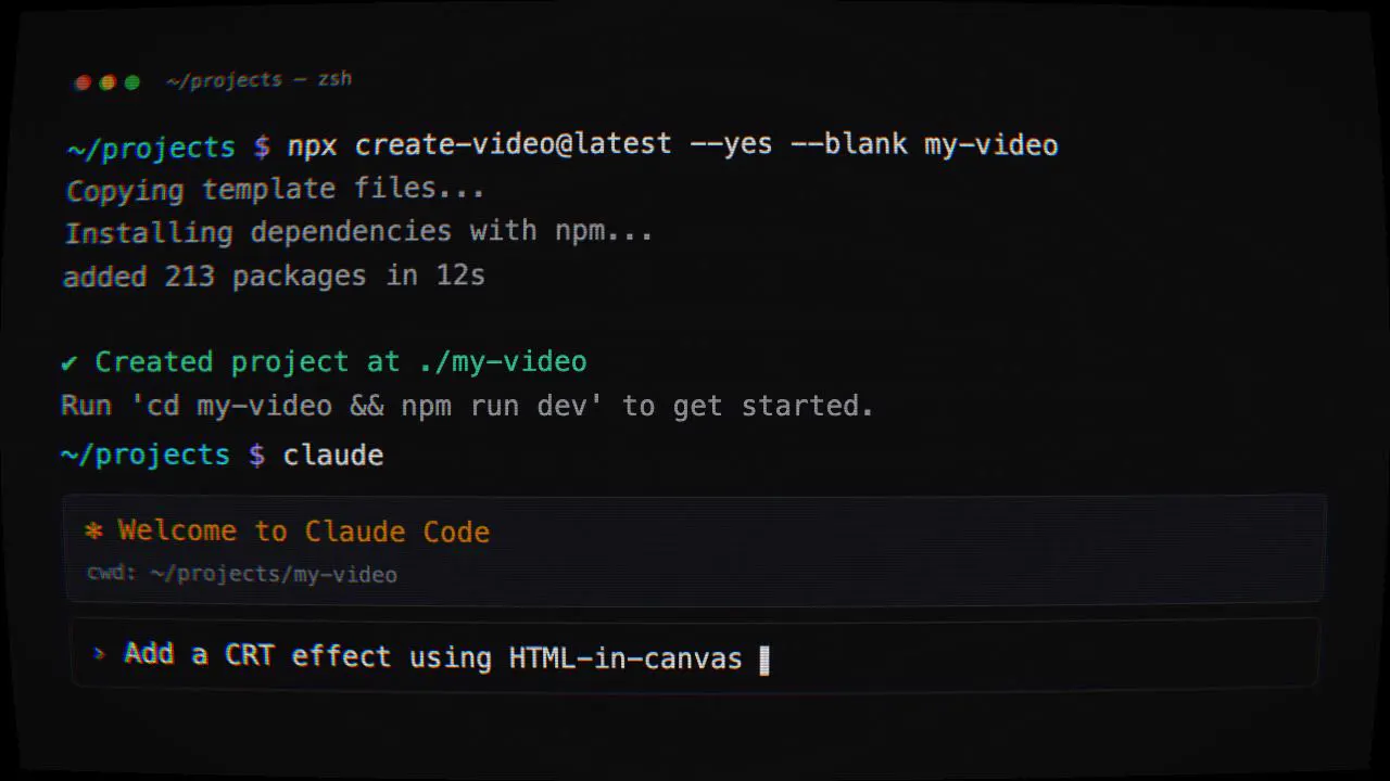 Frame from Terminal under a curved CRT shader