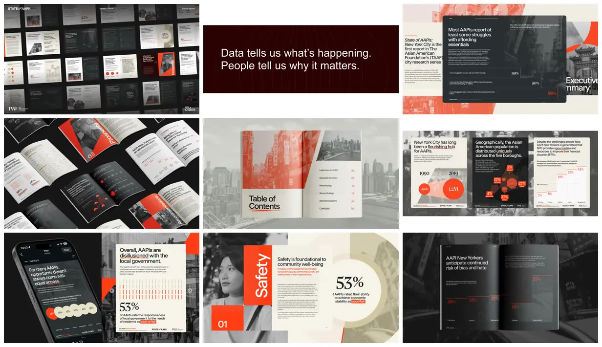Nine frames from across Asian American New Yorkers in data