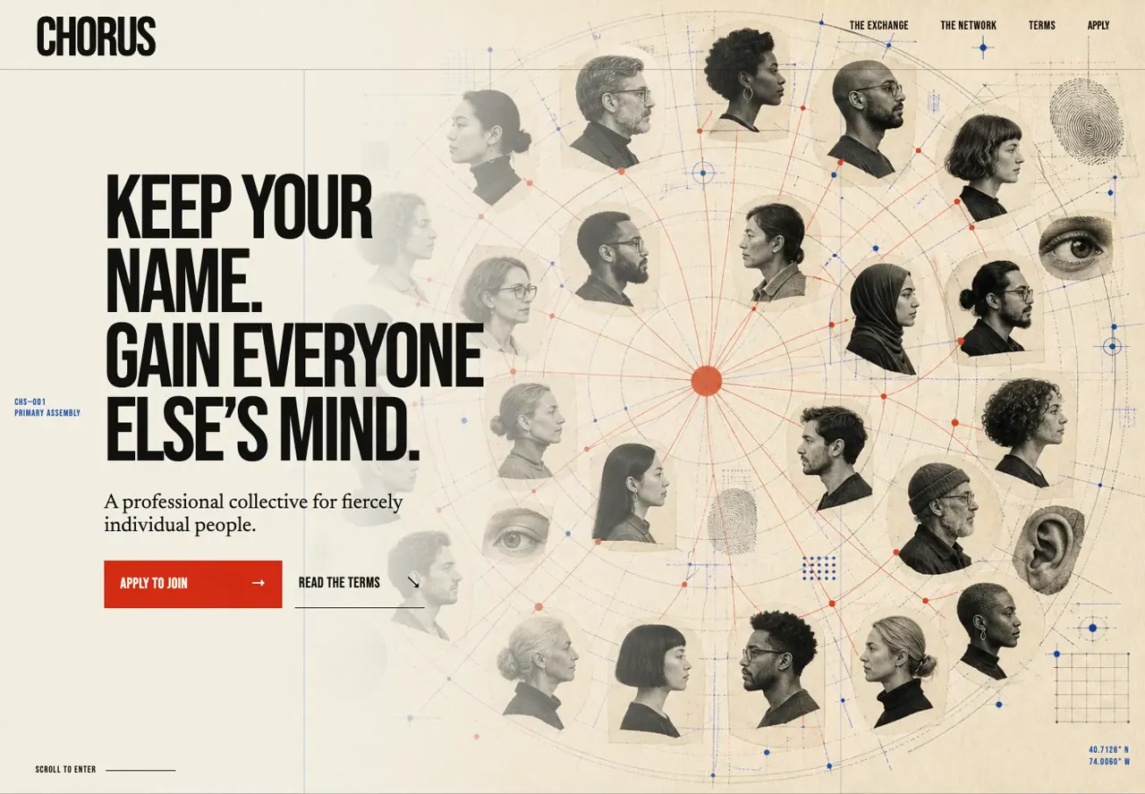 Frame from Editorial landing page for a hive mind