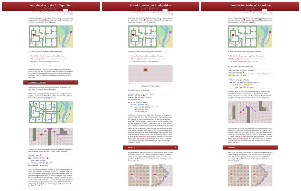 Nine frames from across A* pathfinding explained visually