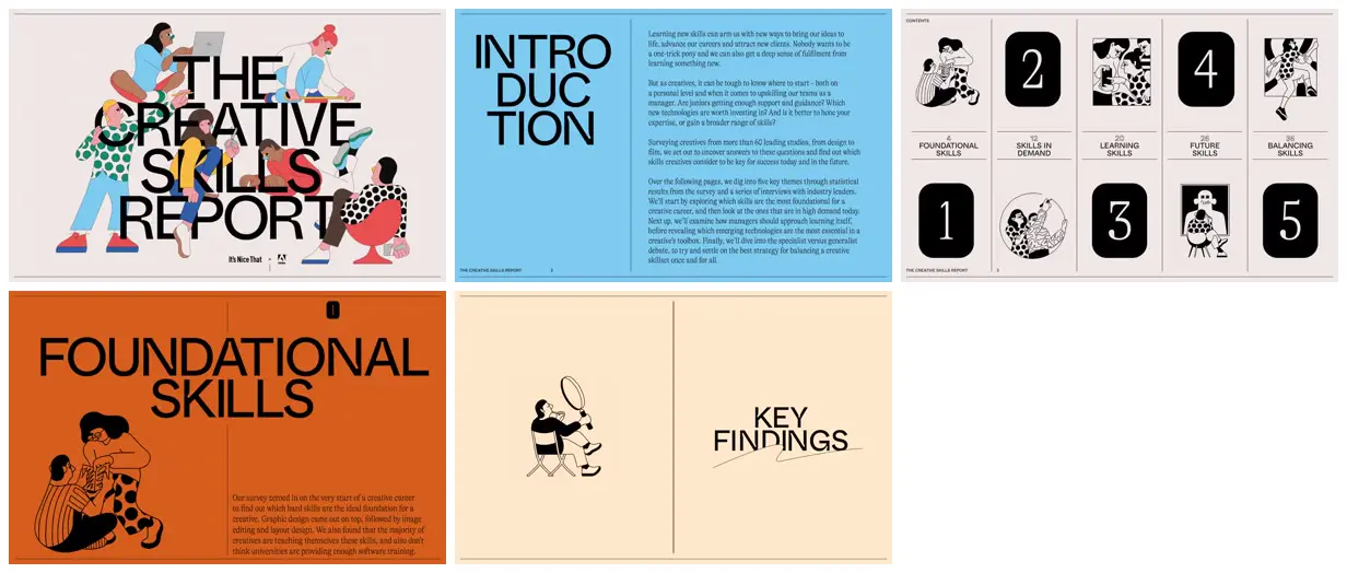 Nine frames from across Illustrated creative skills report