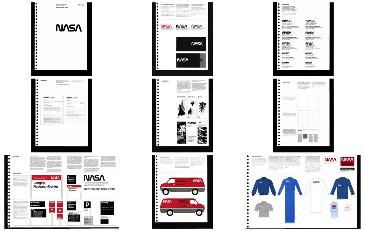 Nine frames from across NASA graphics standards manual
