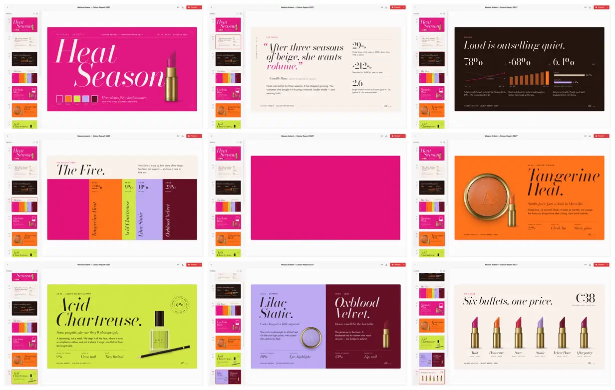 Nine frames from across Saturated beauty colour report