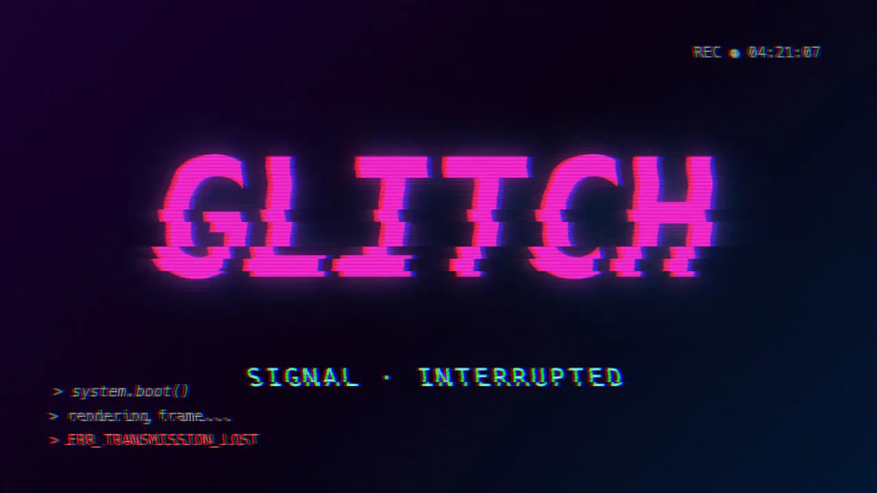 Frame from Glitch effect on a neon sample card