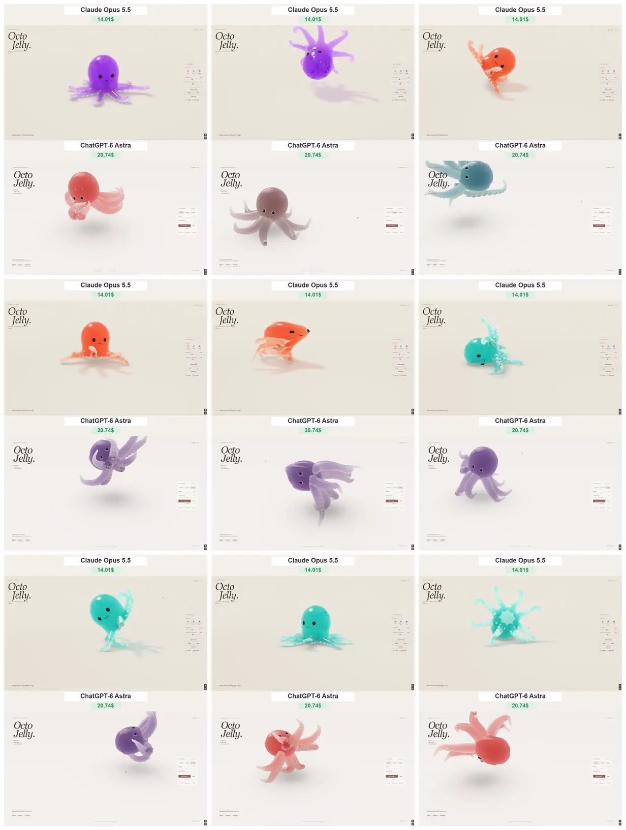 Nine frames from across Gummy octopus you can grab and stretch