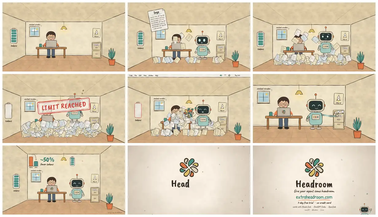 Nine frames from across Ink-and-watercolour explainer for an app