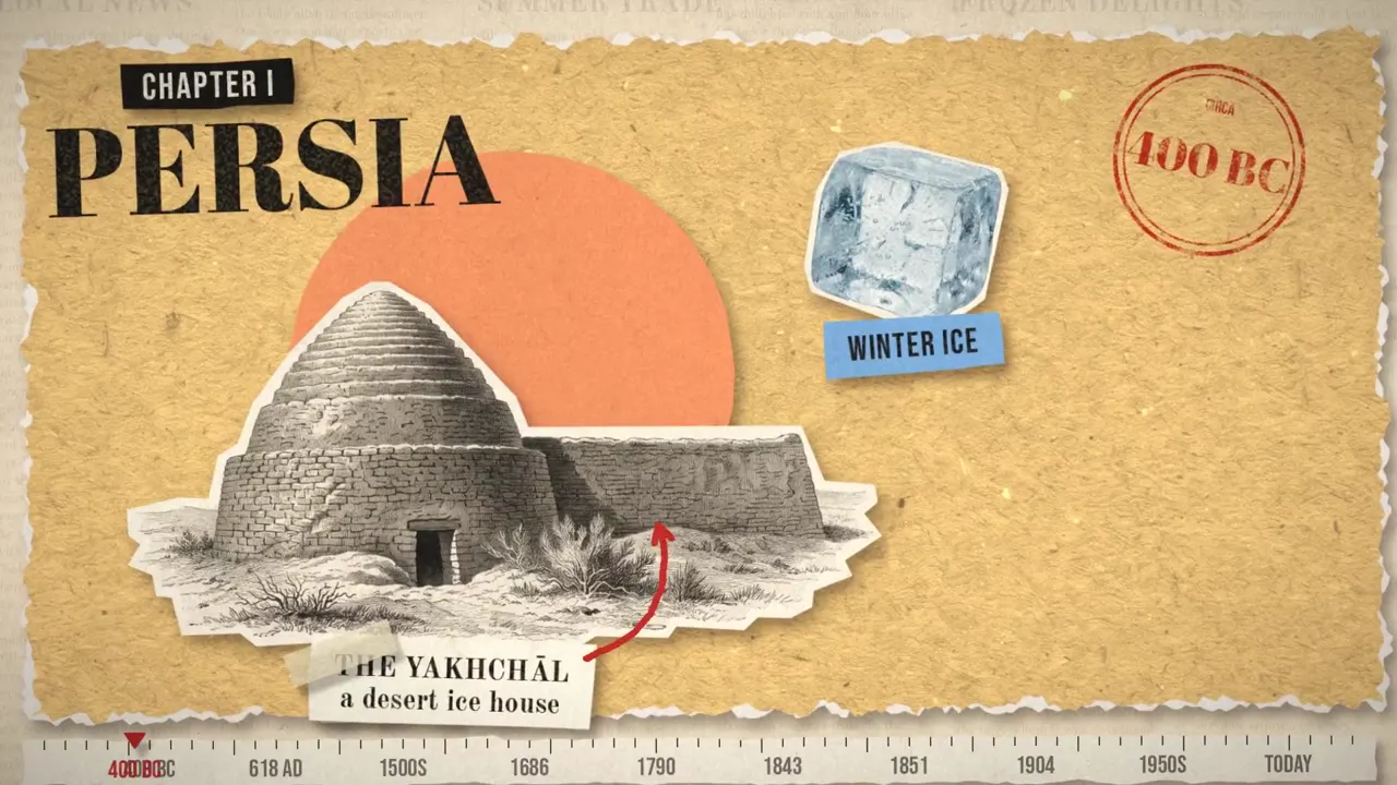 Frame from History of ice cream in newspaper cutouts