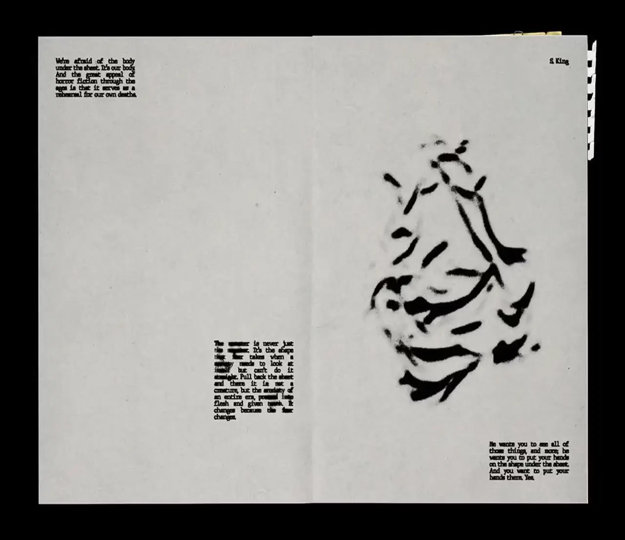Frame from Monochrome horror zine on collective fears
