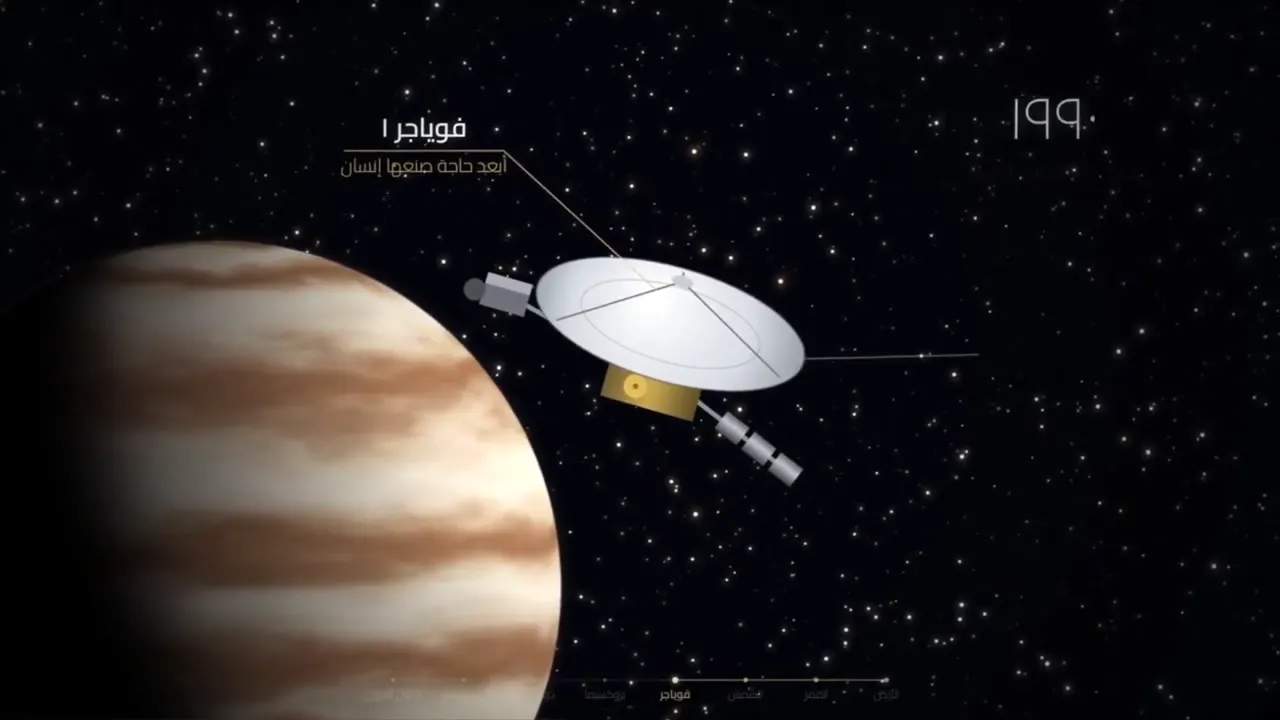 Frame from Universe-scale documentary in Arabic