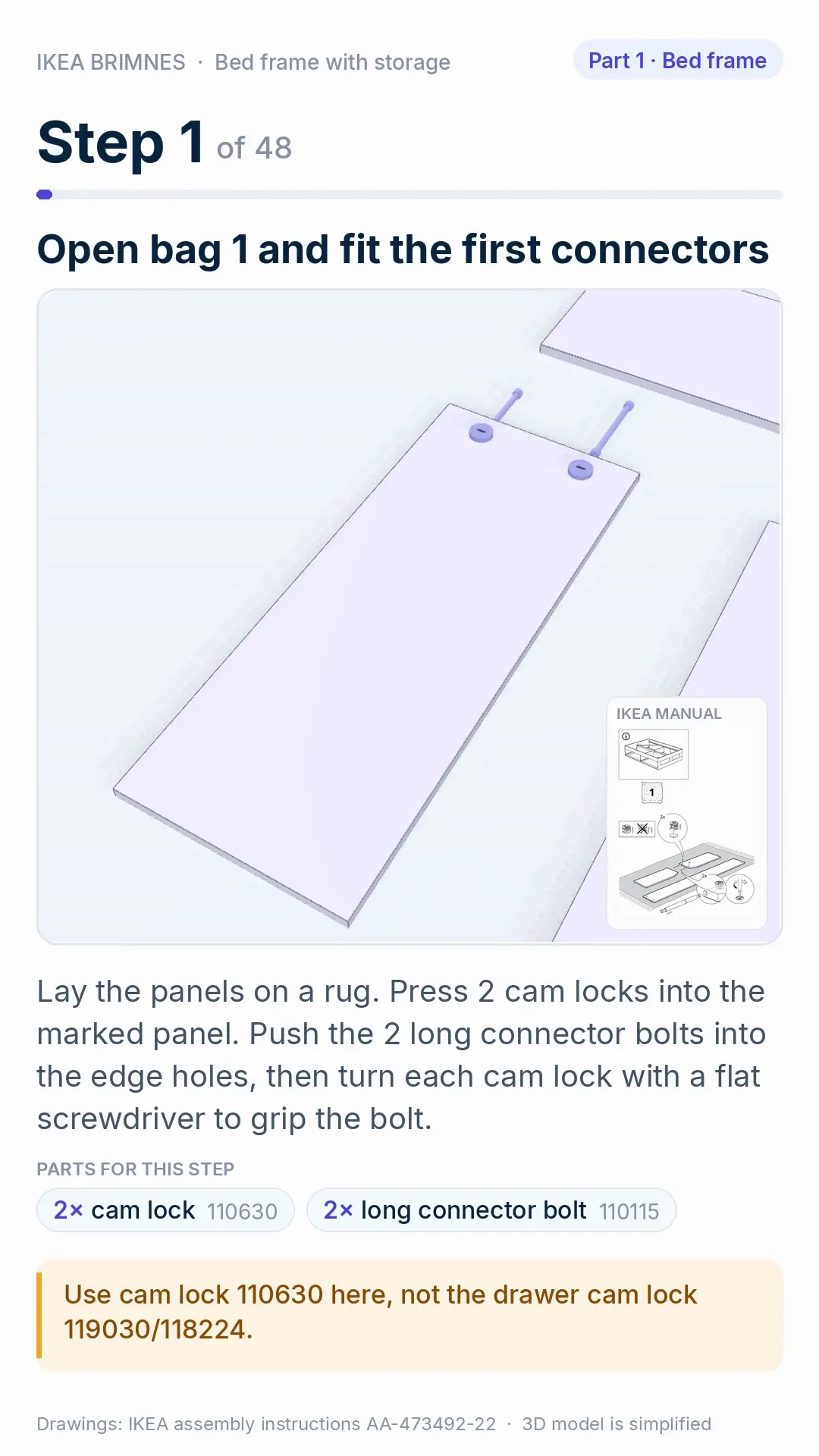 Frame from IKEA manual as a narrated 3D how-to video