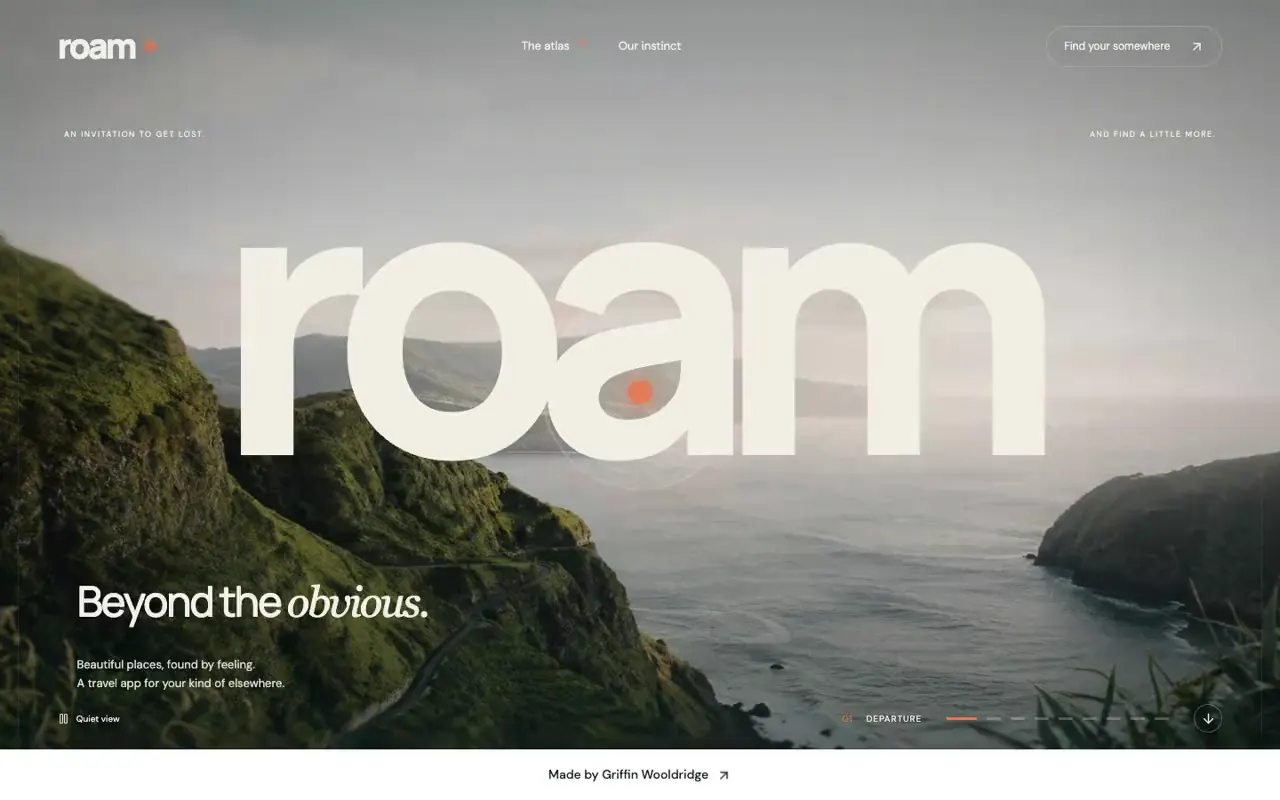 Frame from Image-led travel app landing page