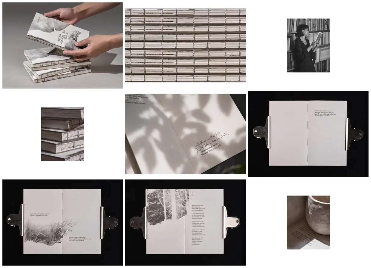 Nine frames from across Ink-wash poetry book