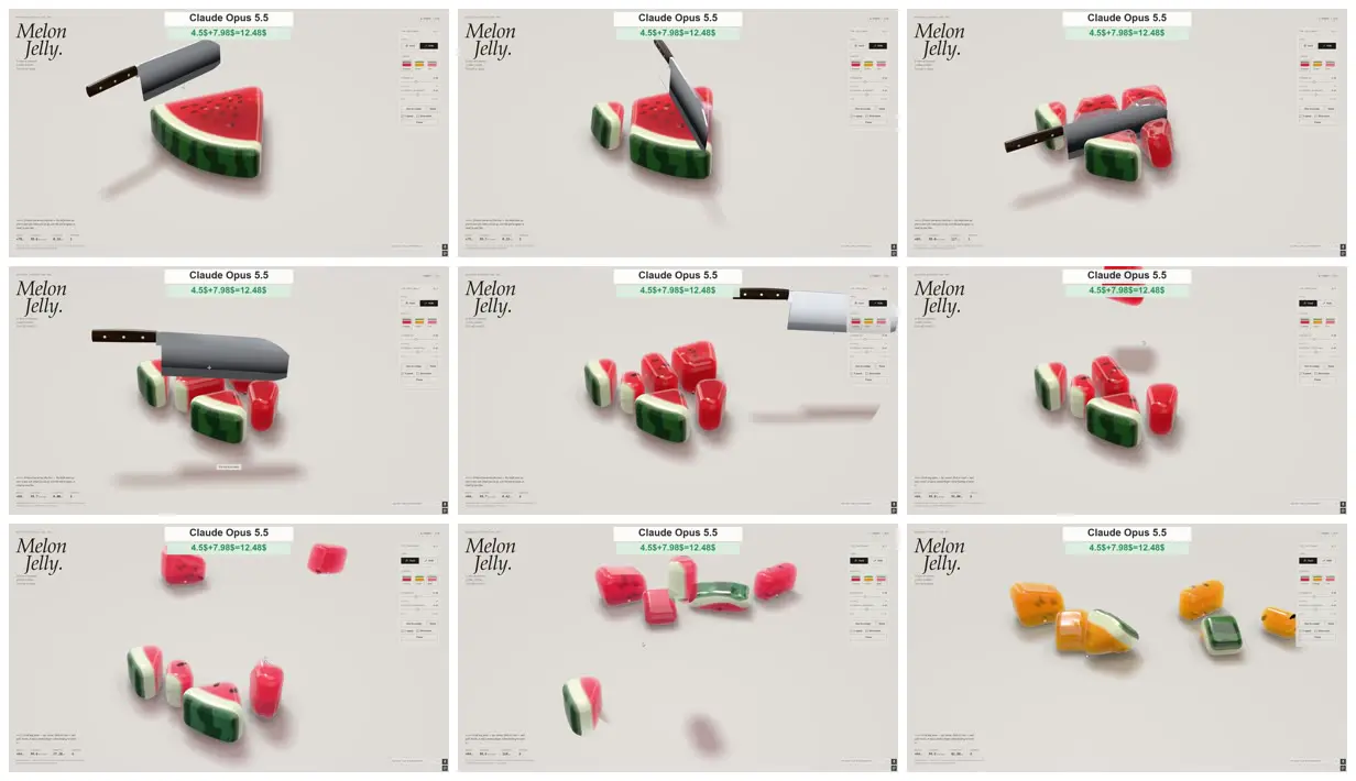 Nine frames from across Jelly watermelon slice you can cut