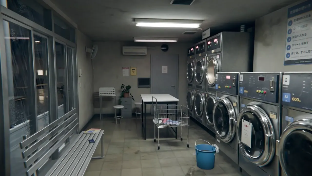 Frame from Late-night laundromat built in Blender