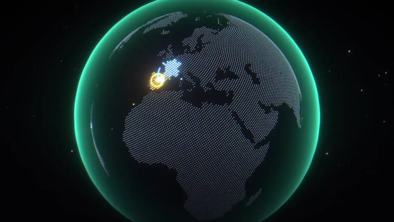 Frame from 3D promo for a travel-tracking app