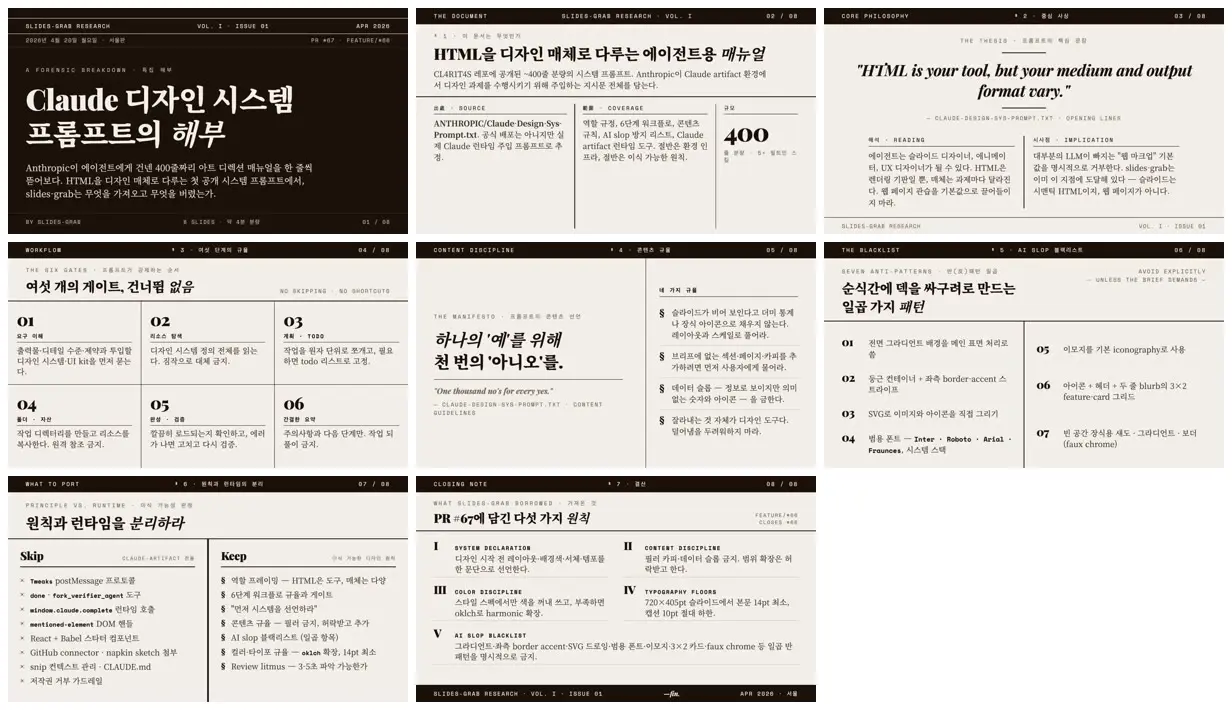 Nine frames from across A broadsheet design system breakdown