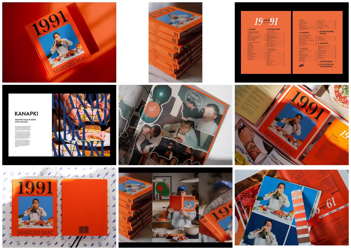 Nine frames from across Orange and blue cooking album