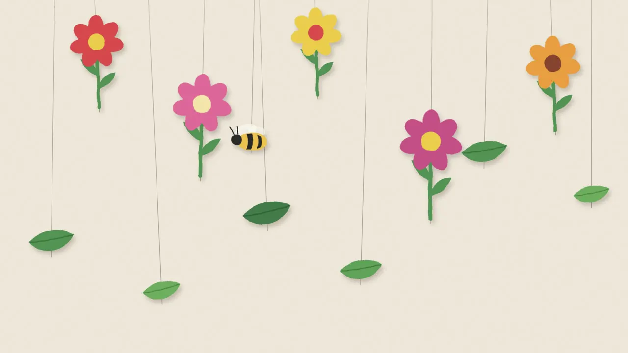 Frame from Paper-cutout garden with stop-motion holds