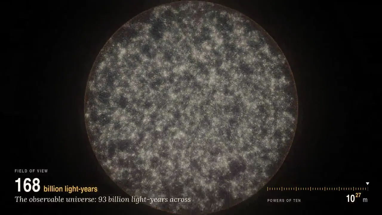 Frame from Powers-of-ten zoom from quarks to cosmos