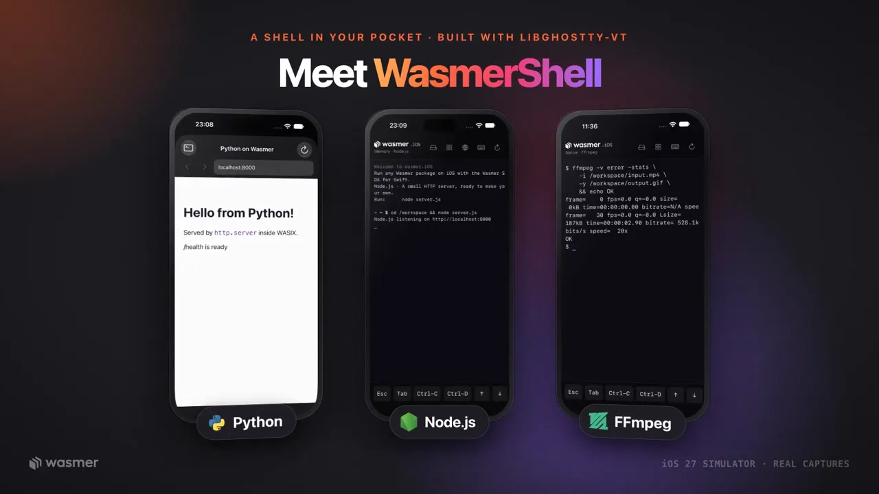 Frame from Launch video for the Wasmer SDK for Swift