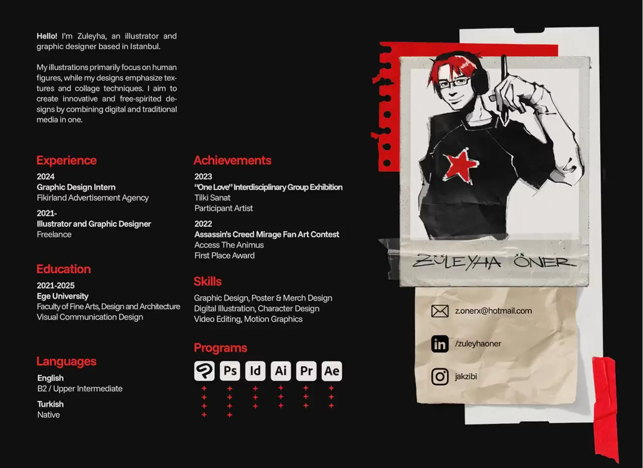 Frame from Red-and-black punk portfolio