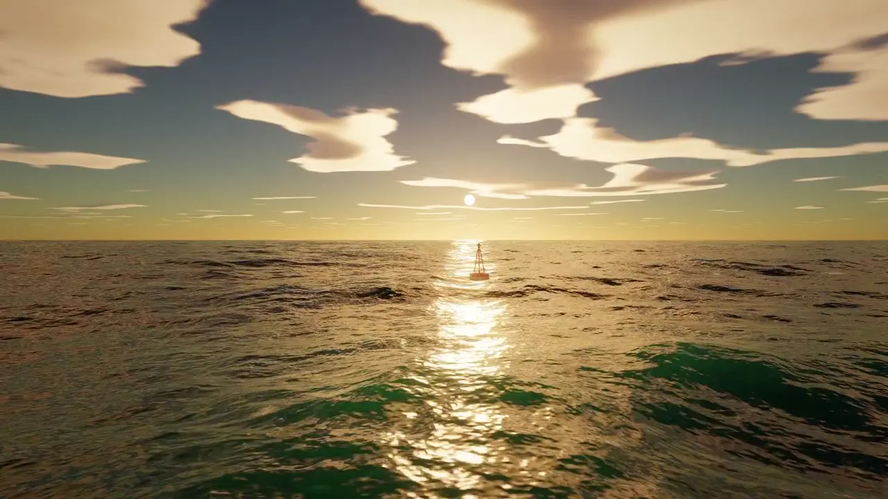 Frame from Real-time ocean at sunset and in a storm