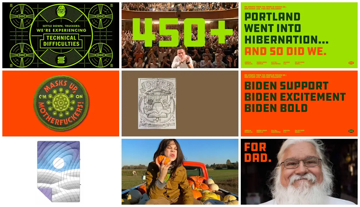 Nine frames from across High-impact graphic design field notes