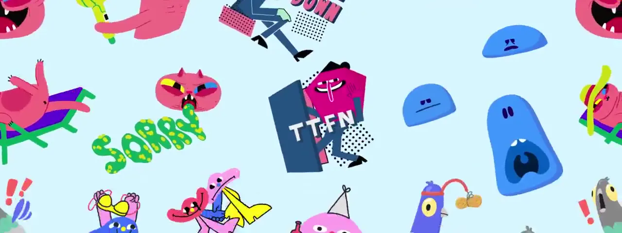 Frame from Expressive characters on a cyan field